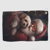 Cockapoo mit dem Weihnachtsmann Weihnachten Golfhandtuch (Horizontal)