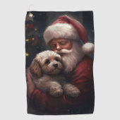 Cockapoo mit dem Weihnachtsmann Weihnachten Golfhandtuch (Vorderseite)