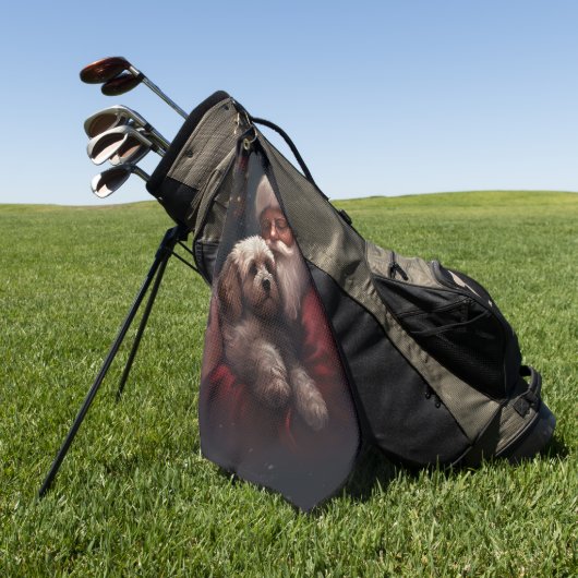 Cockapoo mit dem Weihnachtsmann Weihnachten Golfhandtuch (Gras)