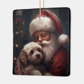 Cockapoo mit dem Weihnachtsmann Weihnachten Keramikornament (Links)
