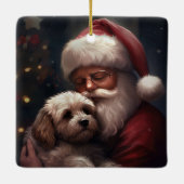 Cockapoo mit dem Weihnachtsmann Weihnachten Keramikornament (Rückseite)