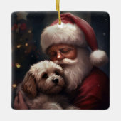 Cockapoo mit dem Weihnachtsmann Weihnachten Keramikornament (Vorderseite)