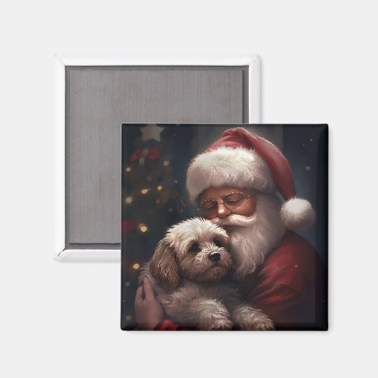 Cockapoo mit dem Weihnachtsmann Weihnachten Magnet (Vorderseite/Rückseite)