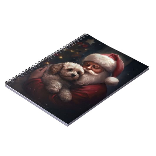 Cockapoo mit dem Weihnachtsmann Weihnachten Notizblock (Linke Seite)