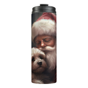 Cockapoo mit dem Weihnachtsmann Weihnachten Thermosbecher