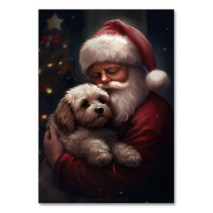 Cockapoo mit dem Weihnachtsmann Weihnachten Tischnummer