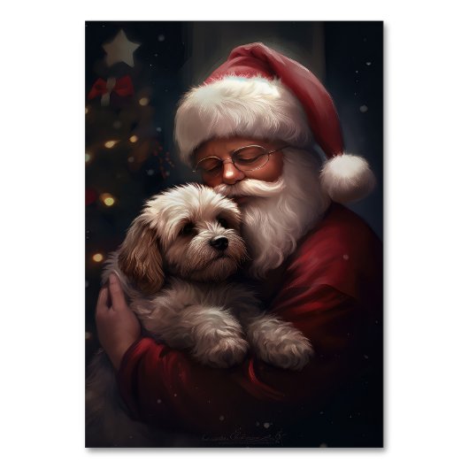 Cockapoo mit dem Weihnachtsmann Weihnachten Tischnummer (Vorderseite)