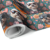 Cockapoo mit Herzrosen Valentinstag Geschenkpapier (Rolleneckpunkt)
