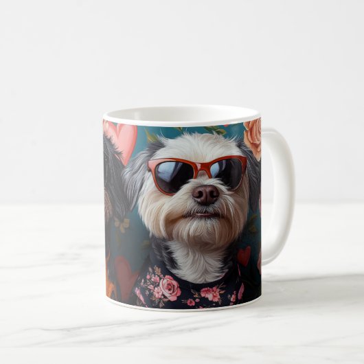 Cockapoo mit Herzrosen Valentinstag Kaffeetasse (VorderseiteRechts)