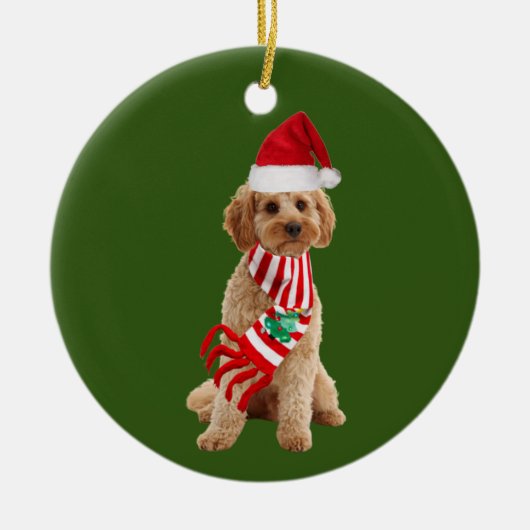 Cockapoo mit Hutschuh Weihnachten Keramik Ornament (Vorne)