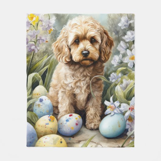 Cockapoo mit Ostereier Urlaub Fleecedecke (Vorderseite)
