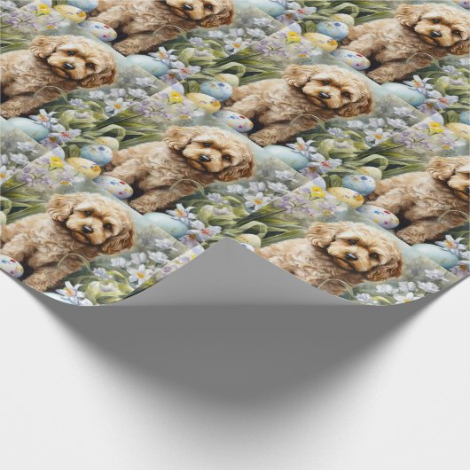 Cockapoo mit Ostereier Urlaub Geschenkpapier (Ecke)