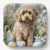 Cockapoo mit Ostereier Urlaub Pappteller (Vorderseite)