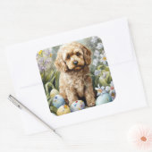 Cockapoo mit Ostereier Urlaub Quadratischer Aufkleber (Umschlag)