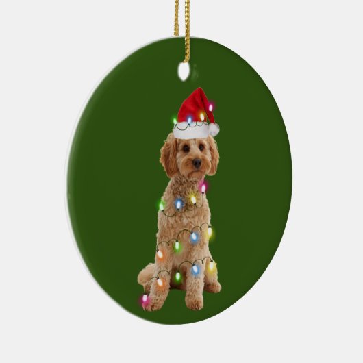 Cockapoo mit Weihnachtssafthat Keramik Ornament (Rechts)