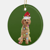 Cockapoo mit Weihnachtssafthat Keramik Ornament (Links)