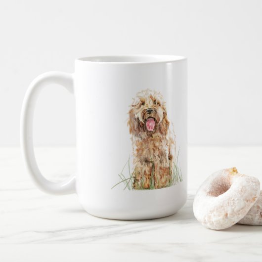 Cockapoo Mug, Dog Lover Gift, Cockapoo Art Mug Kaffeetasse (Mit Donut)