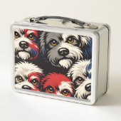 Cockapoo-Muster-Lunchbox – Süßes Hundedesign Metall Brotdose (Rückseite)