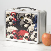 Cockapoo-Muster-Lunchbox – Süßes Hundedesign Metall Brotdose (Beispiel)