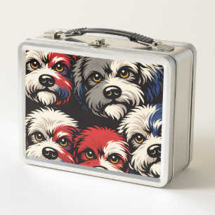 Cockapoo-Muster-Lunchbox – Süßes Hundedesign Metall Brotdose