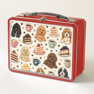 Cockapoo-Muster-Lunchbox Süßes Hundegeschenk Metall Brotdose