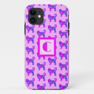 Cockapoo Niedlich Hund Pink Blue Silhouette Monogr Case-Mate iPhone Hülle