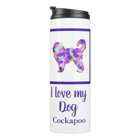 Cockapoo Niedlich Hund Silhouette PurplePY&B Thermosbecher (Nach rechts gedreht)