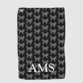 Cockapoo Niedlich Hund Silhouette Y&B Raster Black Golfhandtuch (Vorderseite)