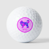 Cockapoo Niedlich Pink Dog Silhouette Monogramm Golfball (Vorderseite)