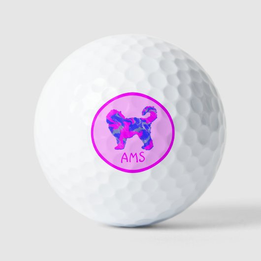 Cockapoo Niedlich Pink Dog Silhouette Monogramm Golfball