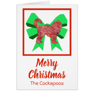 Cockapoo Niedlicher Weihnachtshund & Green Bow Car