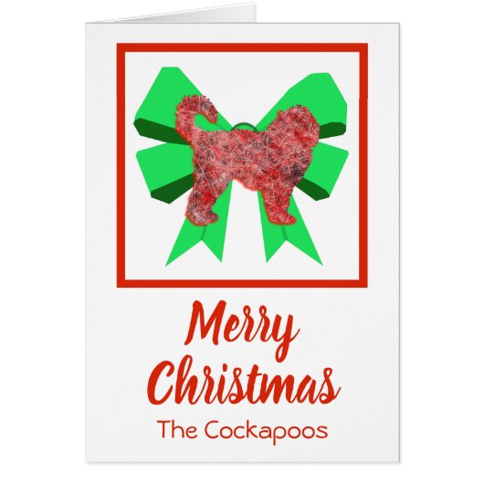 Cockapoo Niedlicher Weihnachtshund & Green Bow Car (Vorne)