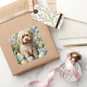 Cockapoo Ostern Eier Urlaub Quadratischer Aufkleber