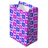 Cockapoo & Paw Crazy Hot Pink & Blue Mittlere Geschenktüte (Vorderseite Schrägansicht)