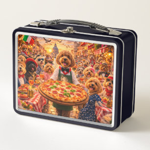 Cockapoo-Pizza-Lunchbox Lustiges Hundedesign Metall Brotdose