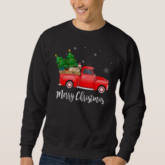 Cockapoo Red Truck Weihnachtsbaum Weihnachtsbaum Sweatshirt (Vorderseite)