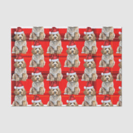 Cockapoo Santa Dog auf Karierten Weihnachtsfeierta Seidenpapier