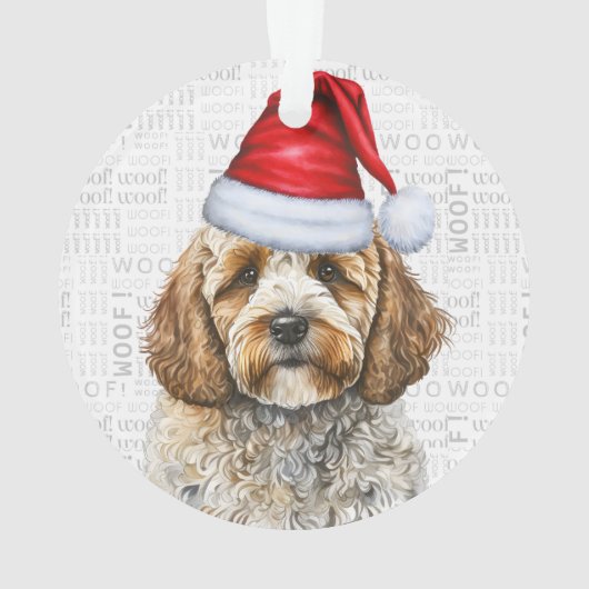 Cockapoo Santa Dog mit Name und Foto Ornament (Rückseite)