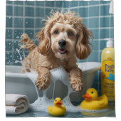 Cockapoo Schlampig Schläfrig Süß Lustig Duschvorhang (Vorderseite)