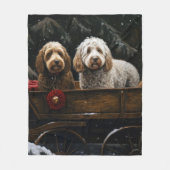 Cockapoo Schnee-Schlitten Weihnachtsdekoration    Fleecedecke (Vorderseite)