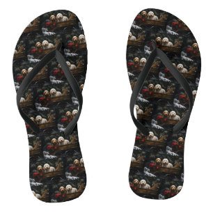 Cockapoo Schneeschlitten Weihnachtsdekoration   Badesandalen
