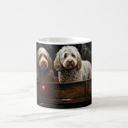 Cockapoo Schneeschlitten Weihnachtsdekoration Kaffeetasse (Mittel)