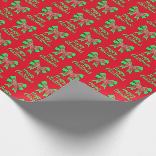 Cockapoo Silhouette Roter Weihnachtshund & Grüner  Geschenkpapier (Ecke)