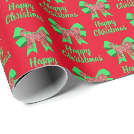 Cockapoo Silhouette Roter Weihnachtshund & Grüner Geschenkpapier (Rolleneckpunkt)