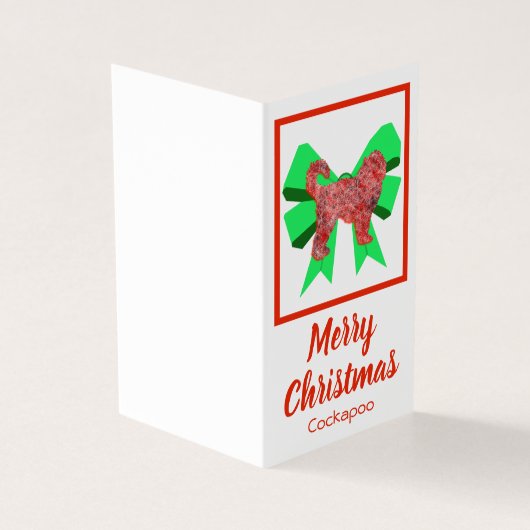 Cockapoo Silhouette Weihnachtshund & Grüner Bow Ta (Vorderseite)