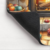 Cockapoo sitzt neben dem Kamin mit Weihnachtsbeleu Mousepad (Ecke)