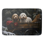 Cockapoo Snowy Sleigh Weihnachtsdekor Badematte (Vorderseite)