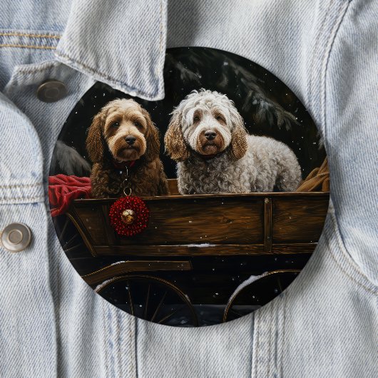 Cockapoo Snowy Sleigh Weihnachtsdekor Button (Beispiel)
