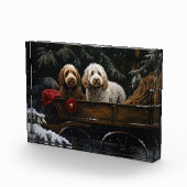 Cockapoo Snowy Sleigh Weihnachtsdekor Fotoblock (Rechts)