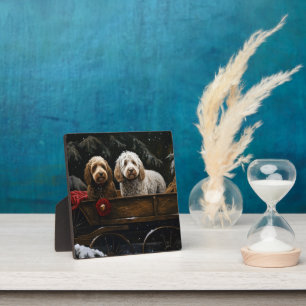 Cockapoo Snowy Sleigh Weihnachtsdekor Fotoplatte